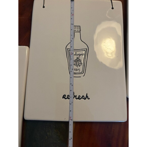 Set of 3 Bone white & Black Silhouette Bathroom Plaques- - Picture 9 of 9